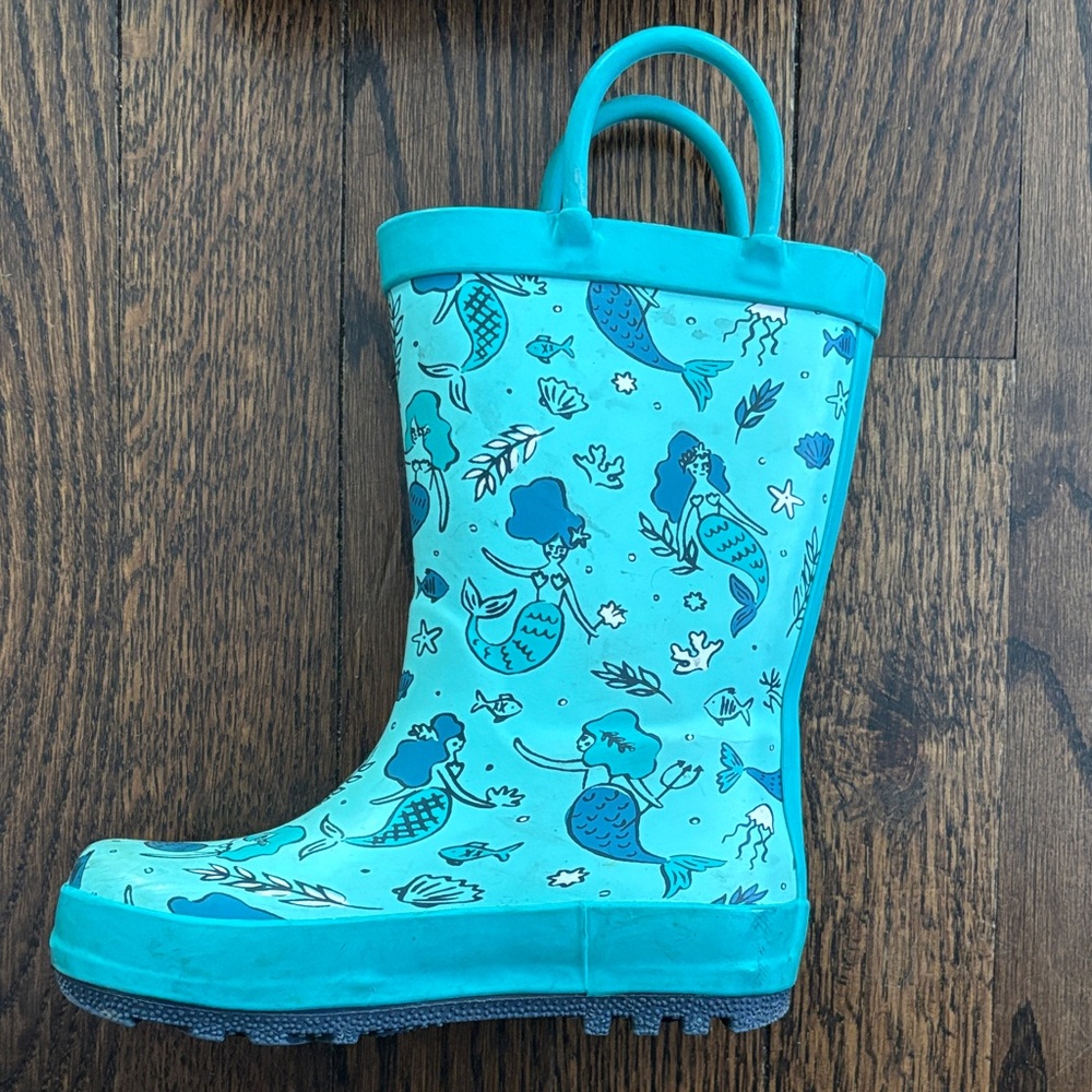 Cat & Jack toddler Aqua mermaid Rain Boots size 8 - Picture 4 of 8